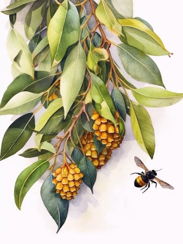 Beehive With Laurel Watercolour Illustration 4