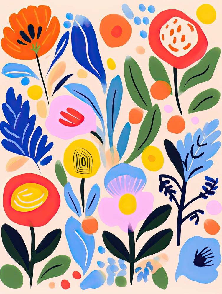 Blooms Of Harmony; Matisse'S Inspired Colorful Flower Market