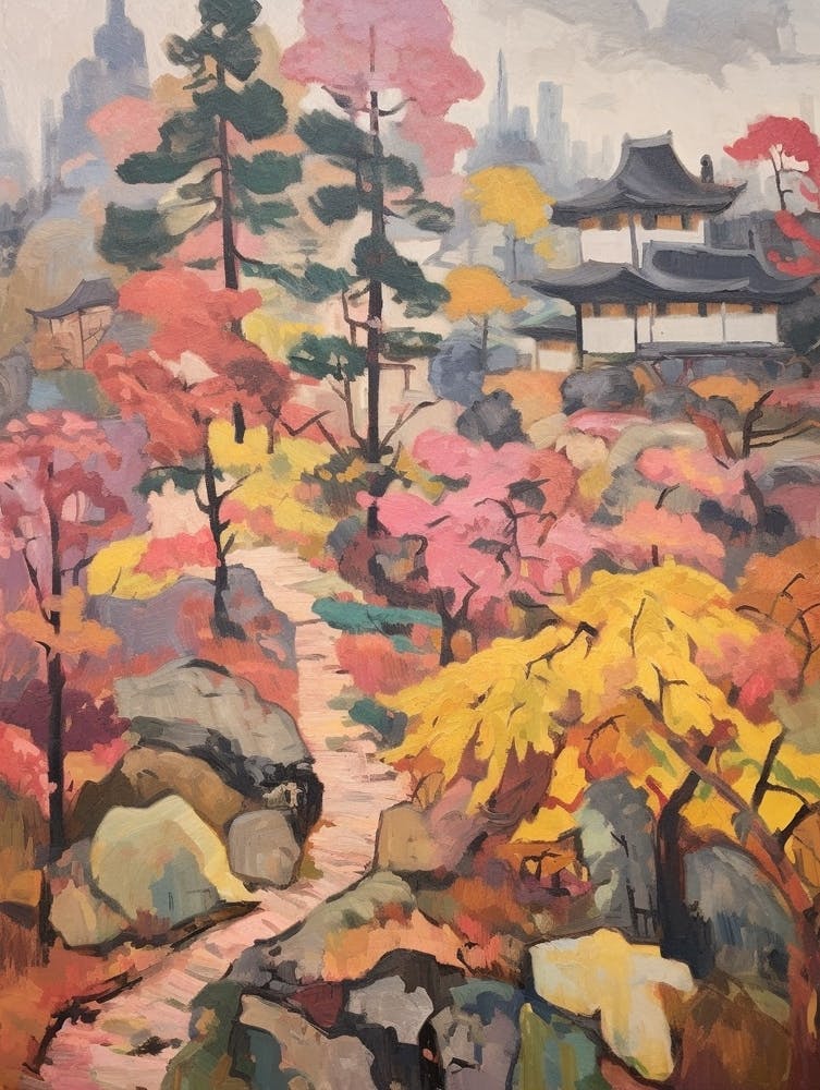 Autumn Gardens Painting Koraku En Japan 1