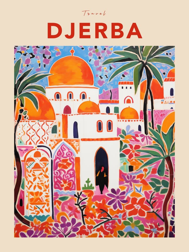 Djerba Tunesien 2 Fauvistisches Reiseposter