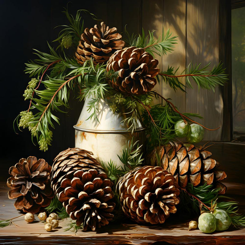 Antique Pine Cones Still Life