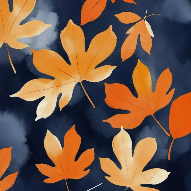 Navy And Orange Autumn Abstract Painting 2