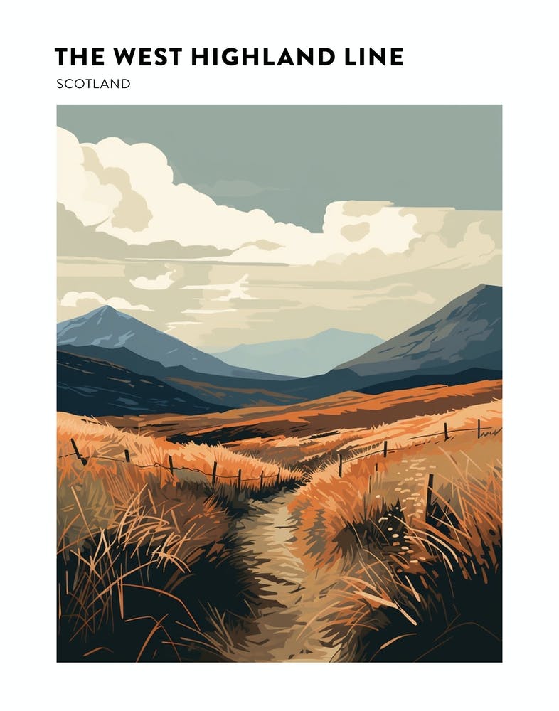 The West Highland Line Scotland 9 Hiking Trail Landscape Poster
