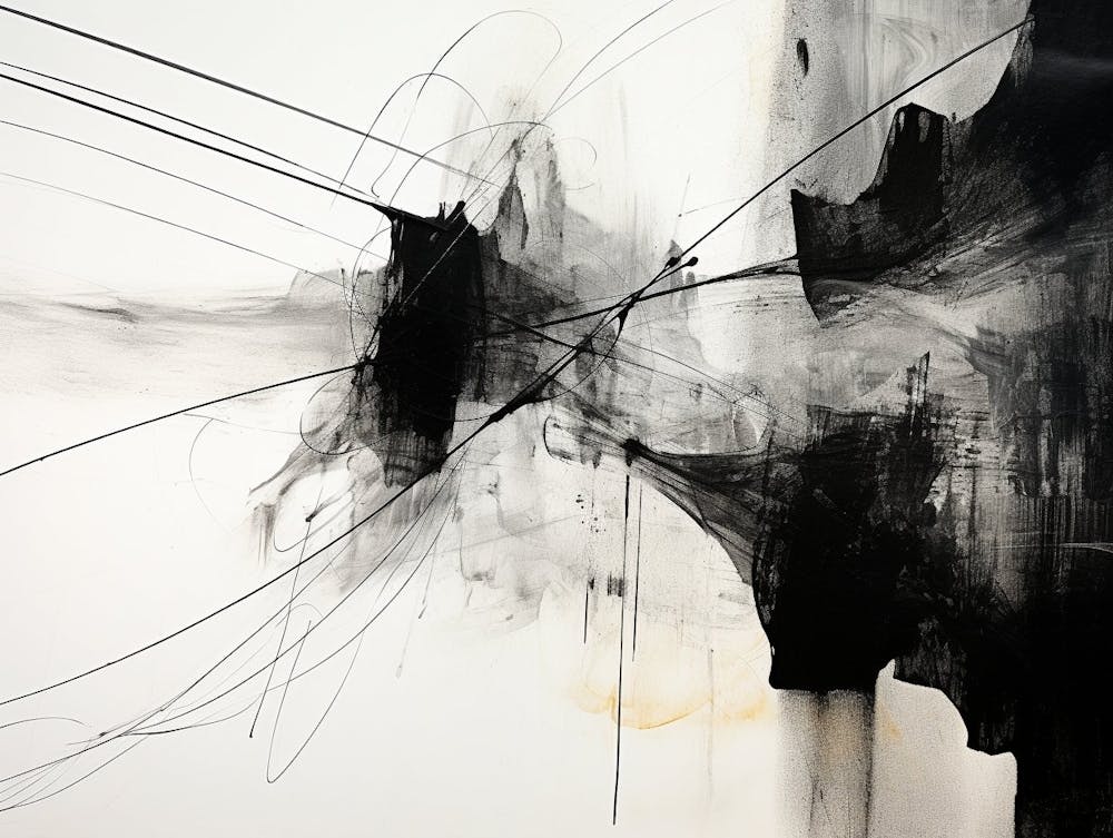 Invisible Threads Abstract Black And White 4