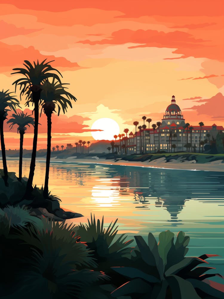 Coronado Beach San Diego California, Vibrant Painting 2