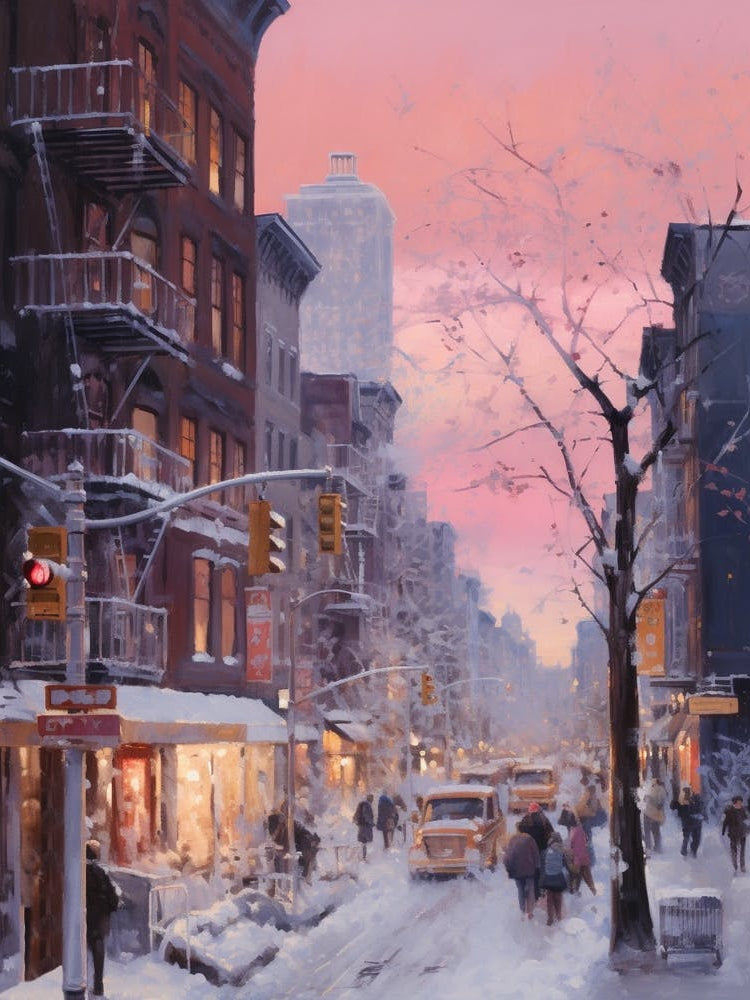 Dreamy Winter Painting New York City Usa 4