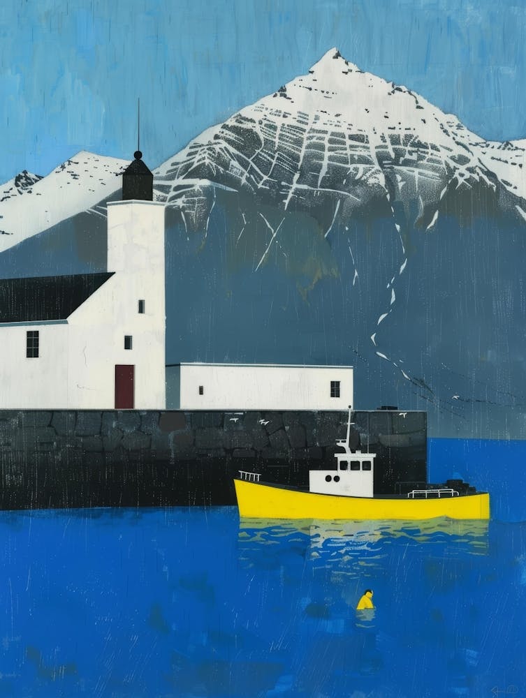 Yellow Boat And Lighthouse