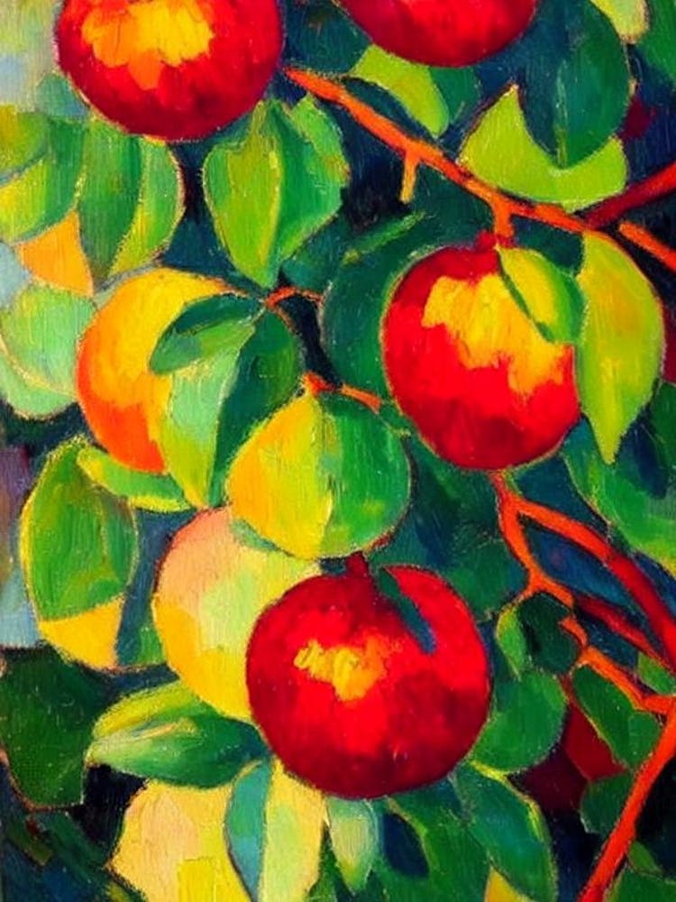 Pomegranate Fruit Vibrant Matisse Inspired Painting Fruit