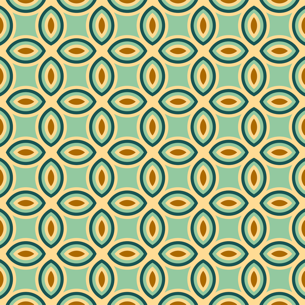COURTYARD Mediterranean Tile Abstract Geometric in Retro Chartreuse Blue Cream Brown