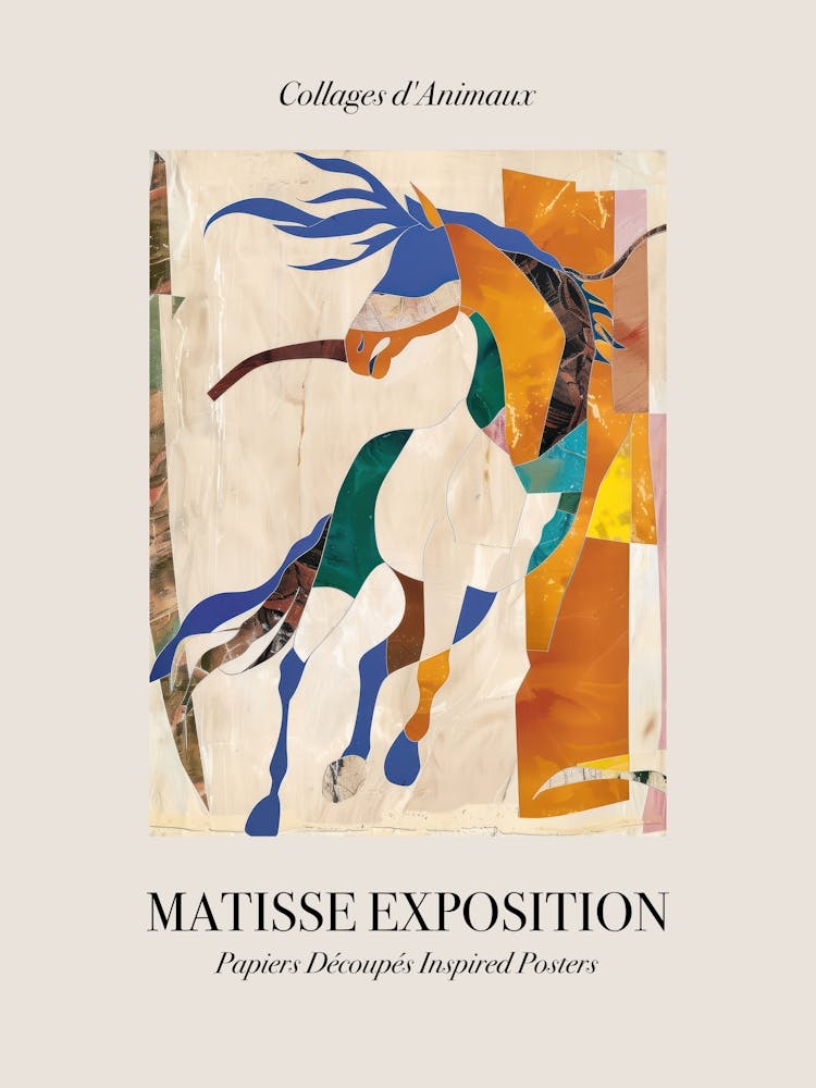 Horse 4 Matisse Inspired Exposition Animals Poster