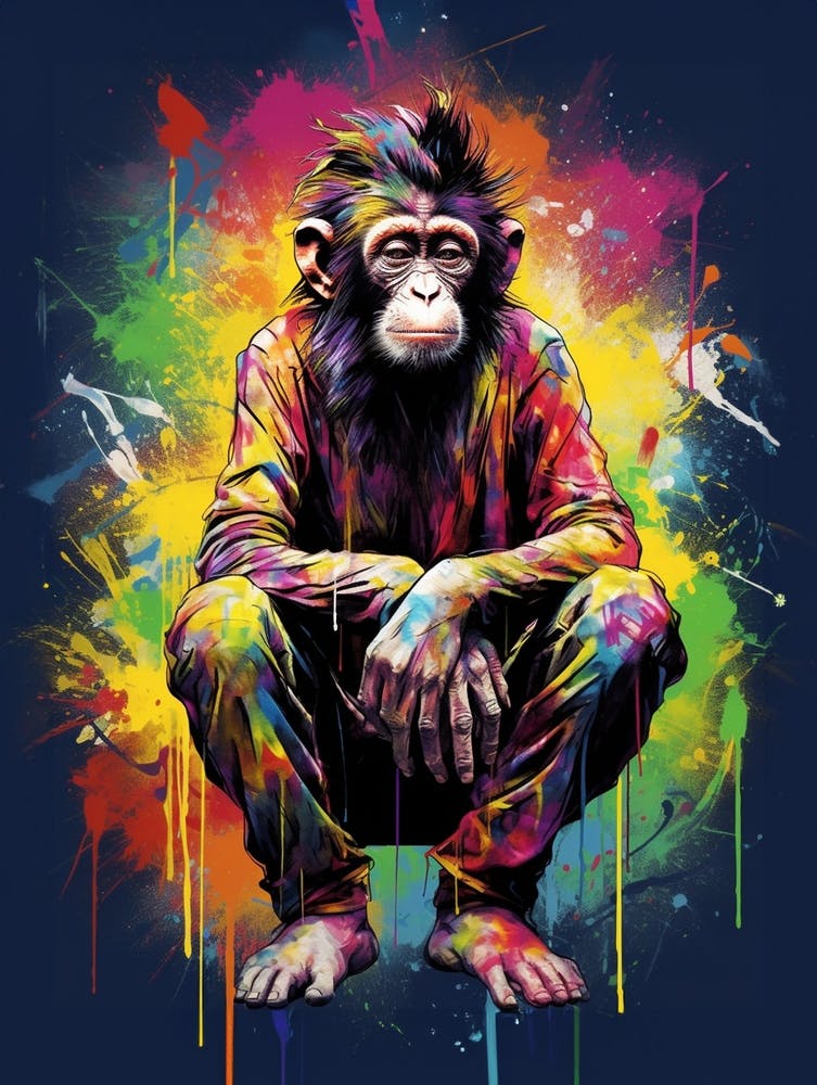 Colourful Thinker Monkey Graffii Style 1