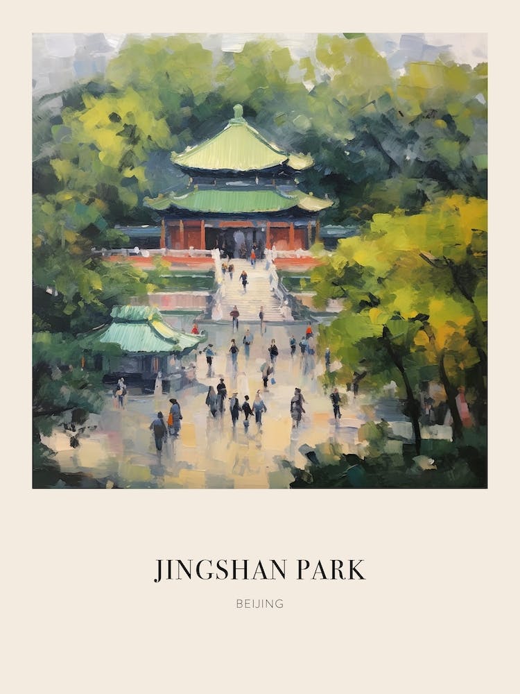 Jingshan Park Beijing China 3 Vintage Cezanne Inspired Poster