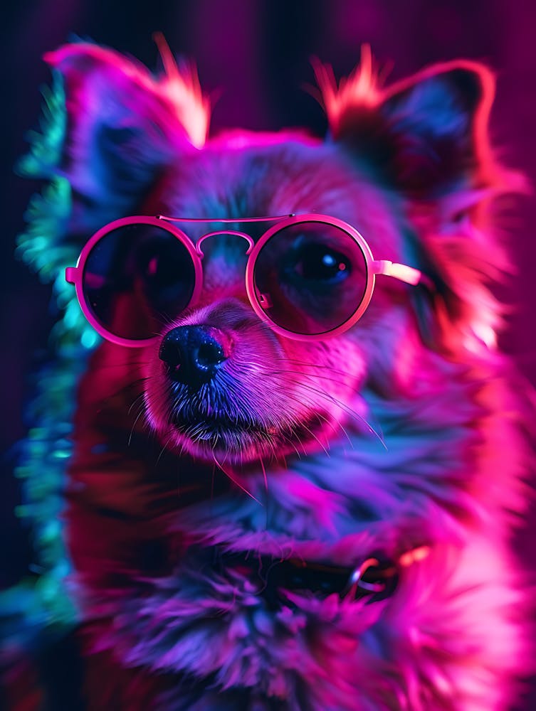 Beautiful Dog Under Neon Lights 10