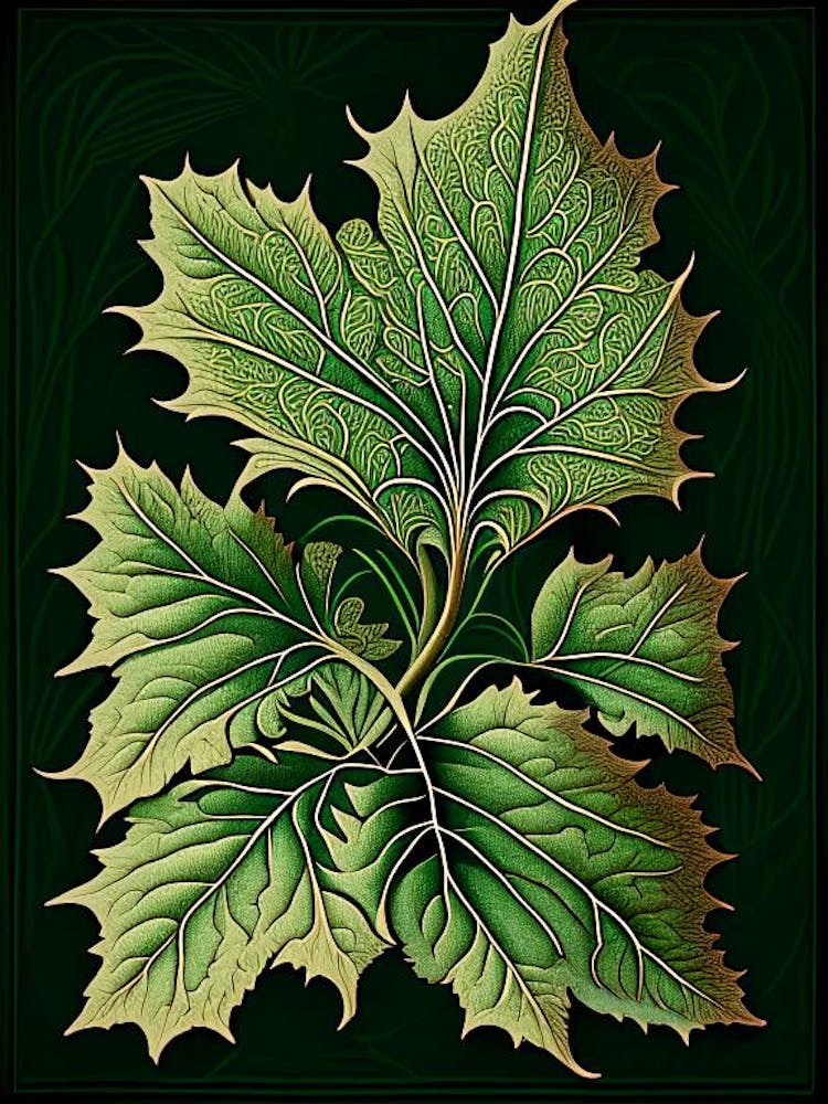 Siberian Ginseng Leaf Vintage Botanical 1