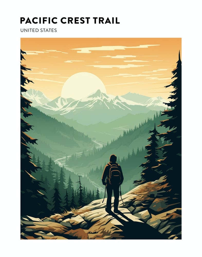 Pacific Crest Trail Usa 2 Hiking Trail Landscape Poster