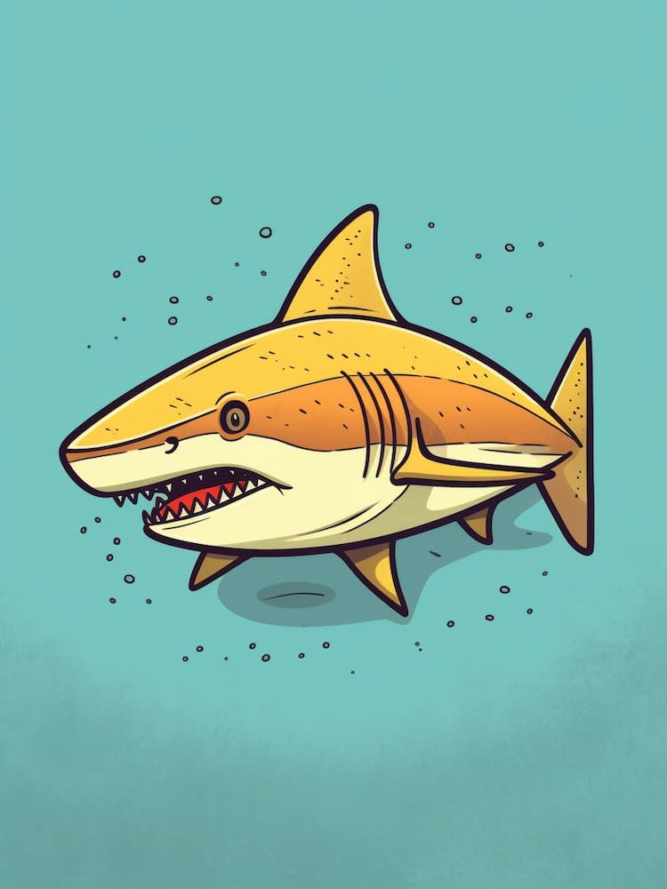 A Lemon Shark In A Vintage Cartoon Style 1