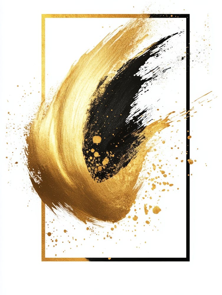 Gold And Black Abstract Painting 136