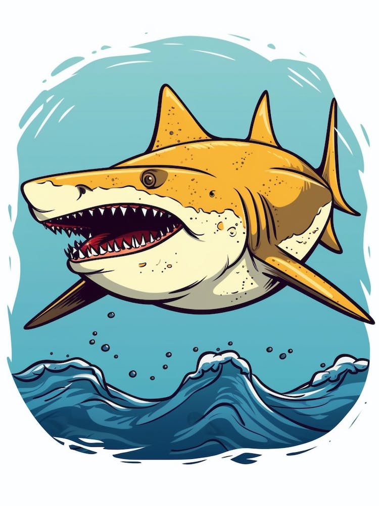 A Lemon Shark In A Vintage Cartoon Style 2