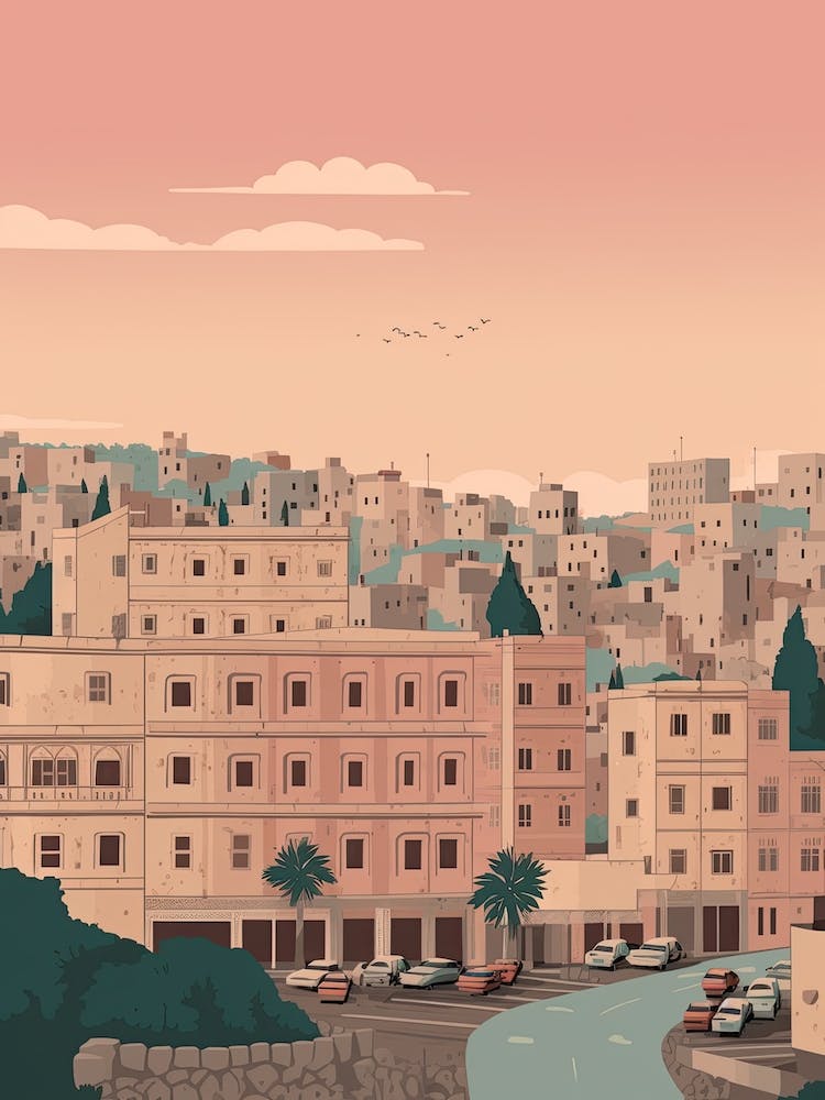 Amman Jordan Travel Illustration 4