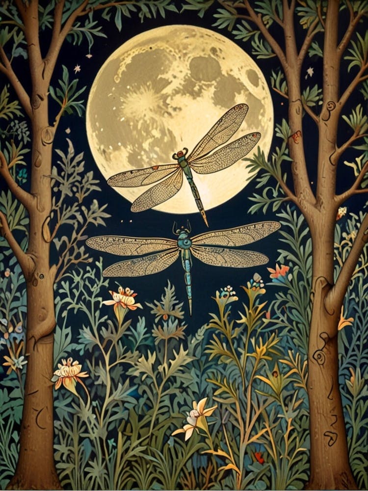 William Morris Dragonflies In The Forest