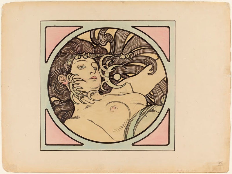Stained Glass Window For The Facade Of The Fouquet Boutique, Alphonse Mucha