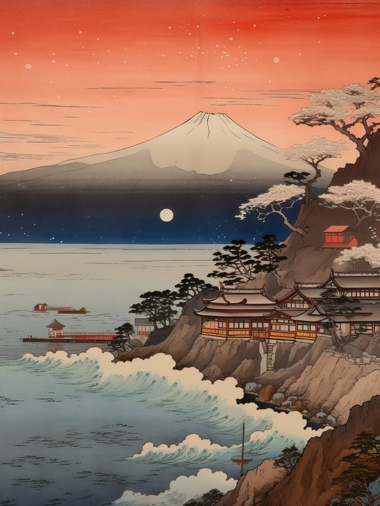 Amanohashidate In Kyoto, Ukiyo E Drawing 1