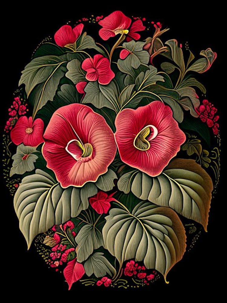 Impatiens 2 - Blumig-Botanisches Vintage-Poster