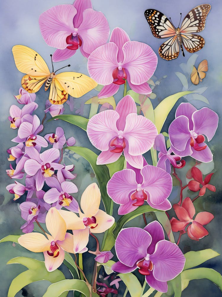 Orchids And Butterflies 1