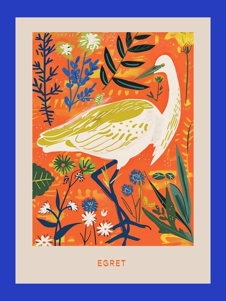 Spring Birds Poster Egret 4