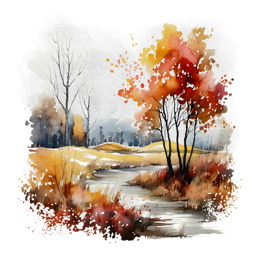 Watercolor Of Autumn Trees 6