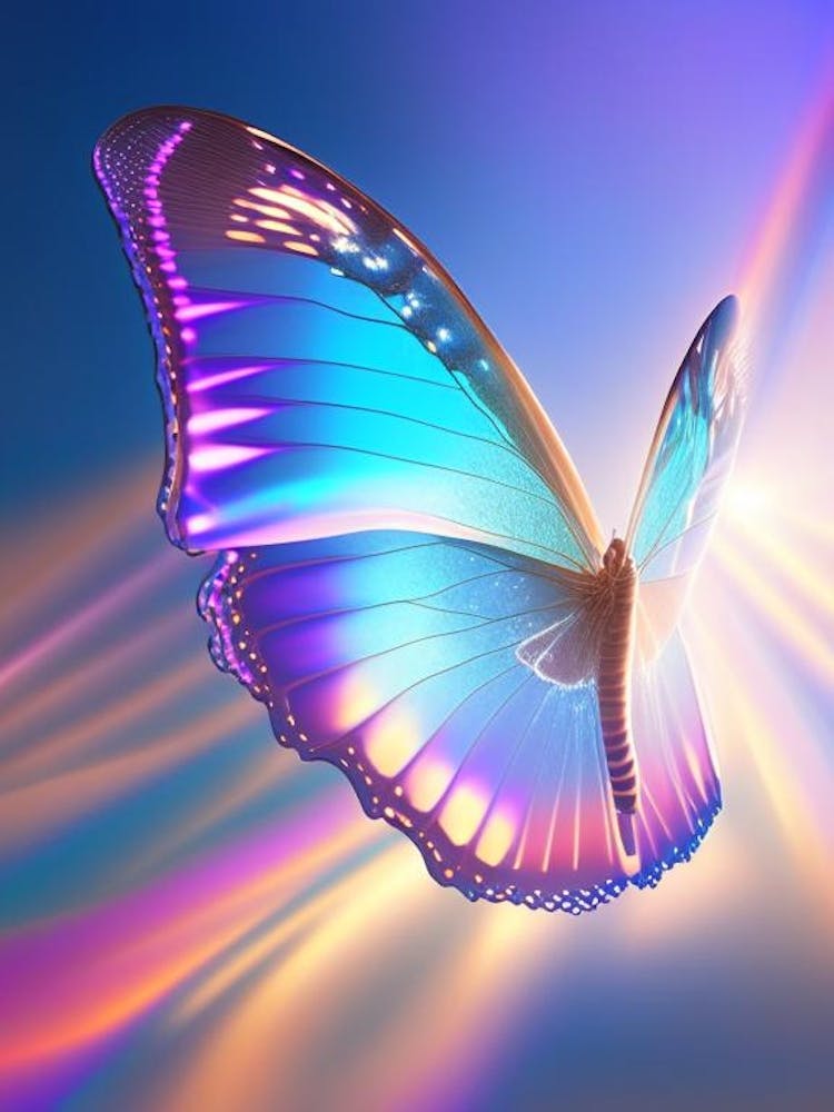 Butterfly Flying In Sky Holographic 2