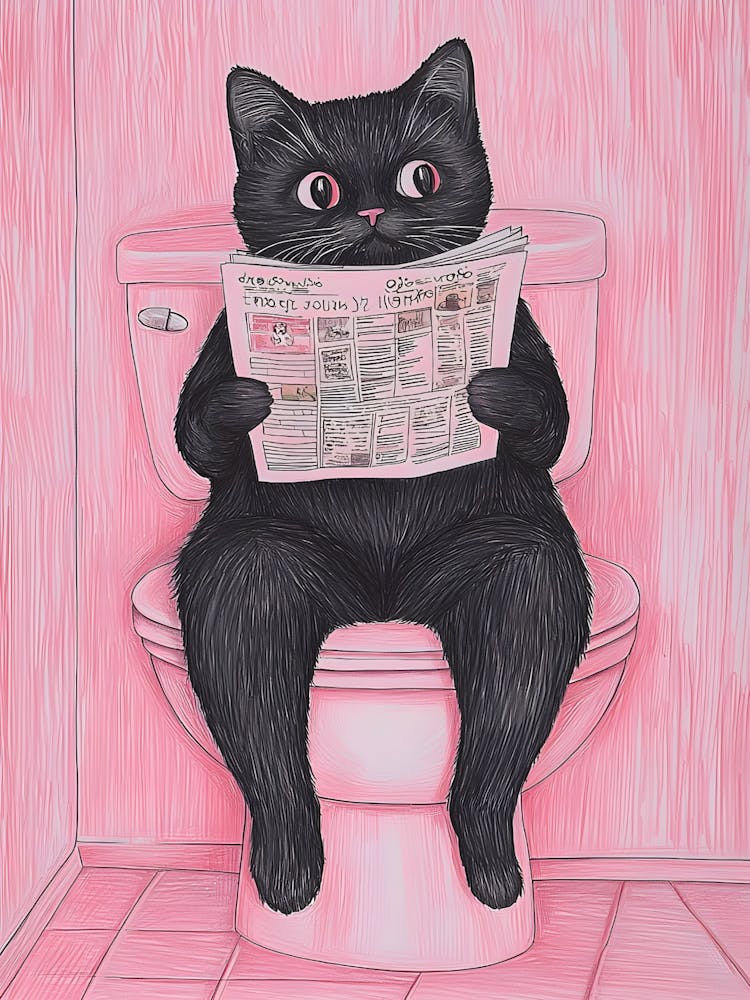 Cat Reading A Newspaper 1