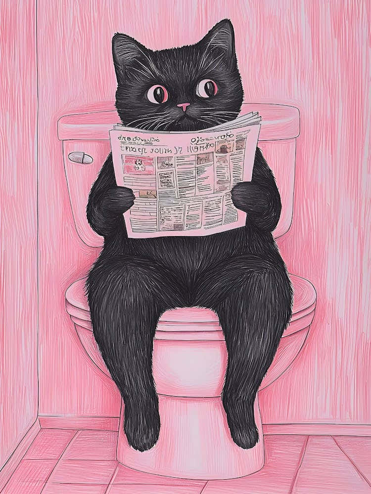 Cat Reading A Newspaper 1