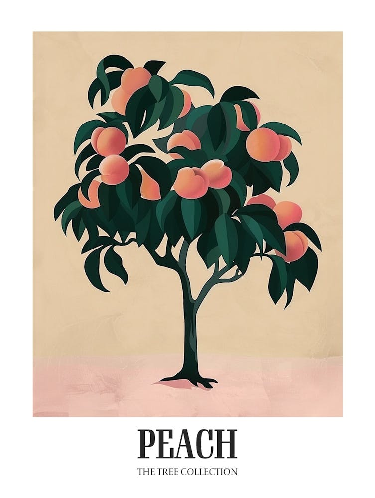 Peach Tree Colourful Illustration 1 Poster