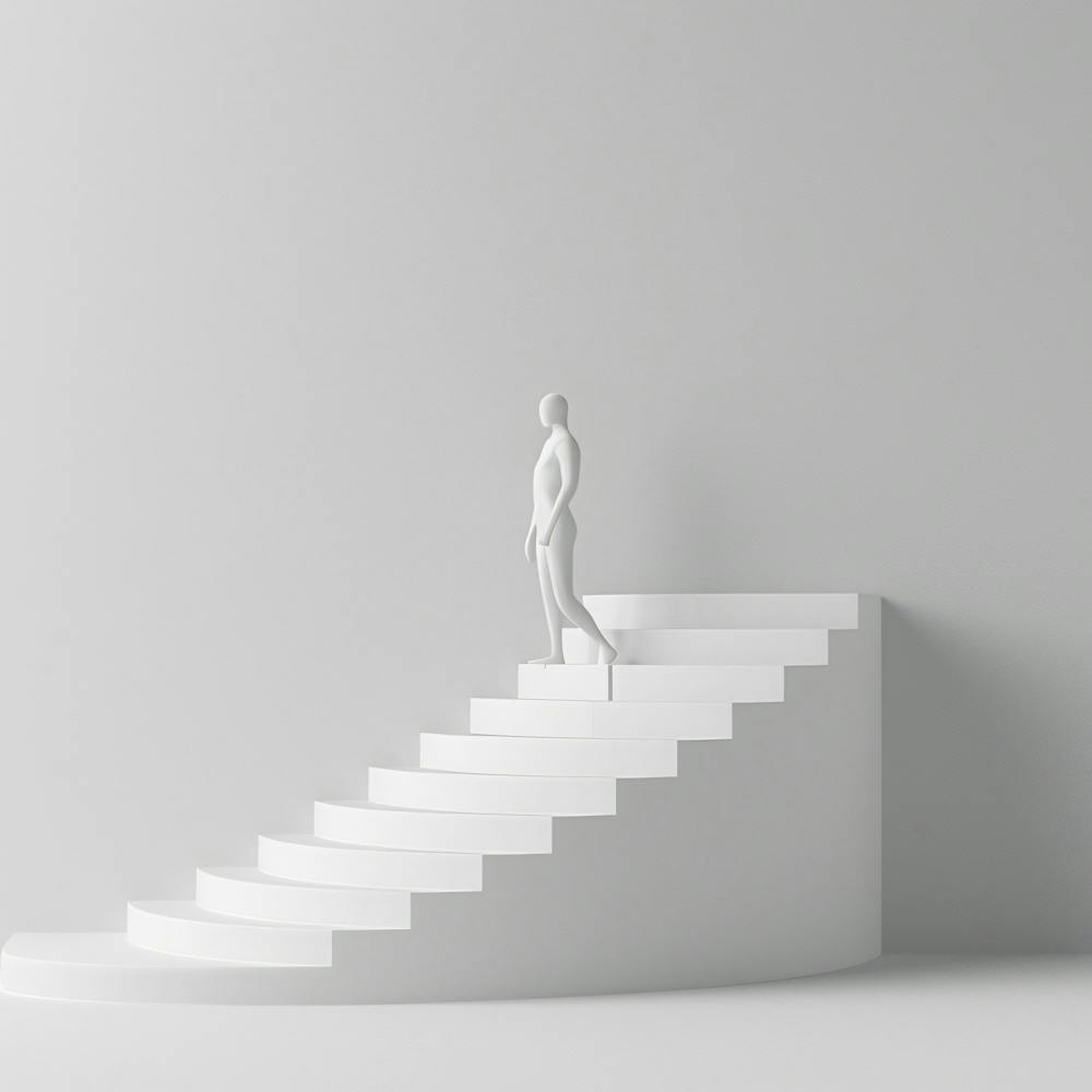 Person Walking Up The Stairs