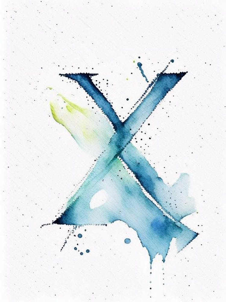X, Letter, Alphabet Minimalist Watercolour 3