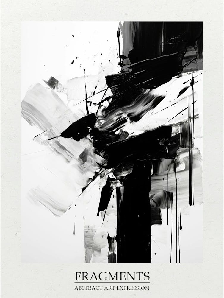 Fragments Abstract Black And White 3 Poster