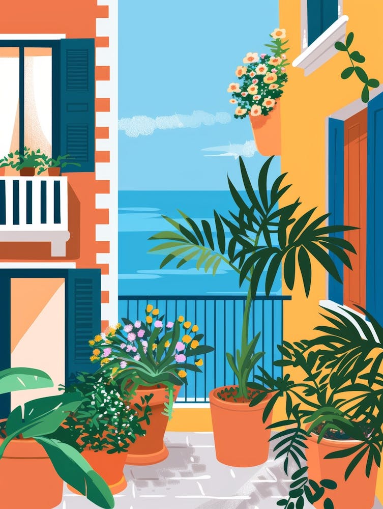 Balcony With Potted Plants 1
