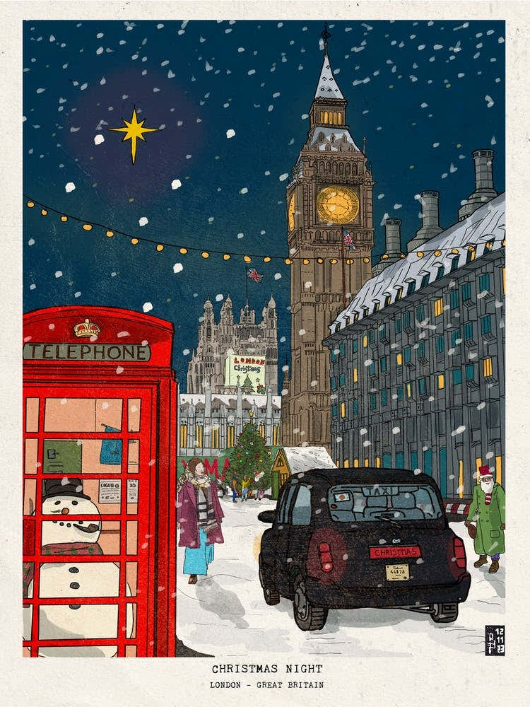 London Cityscape At Christmas