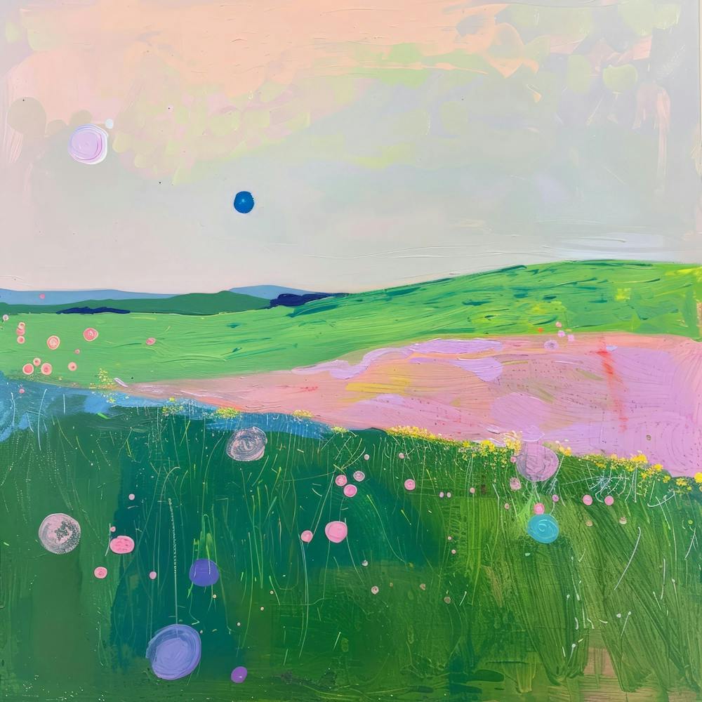 Pink And Green Field