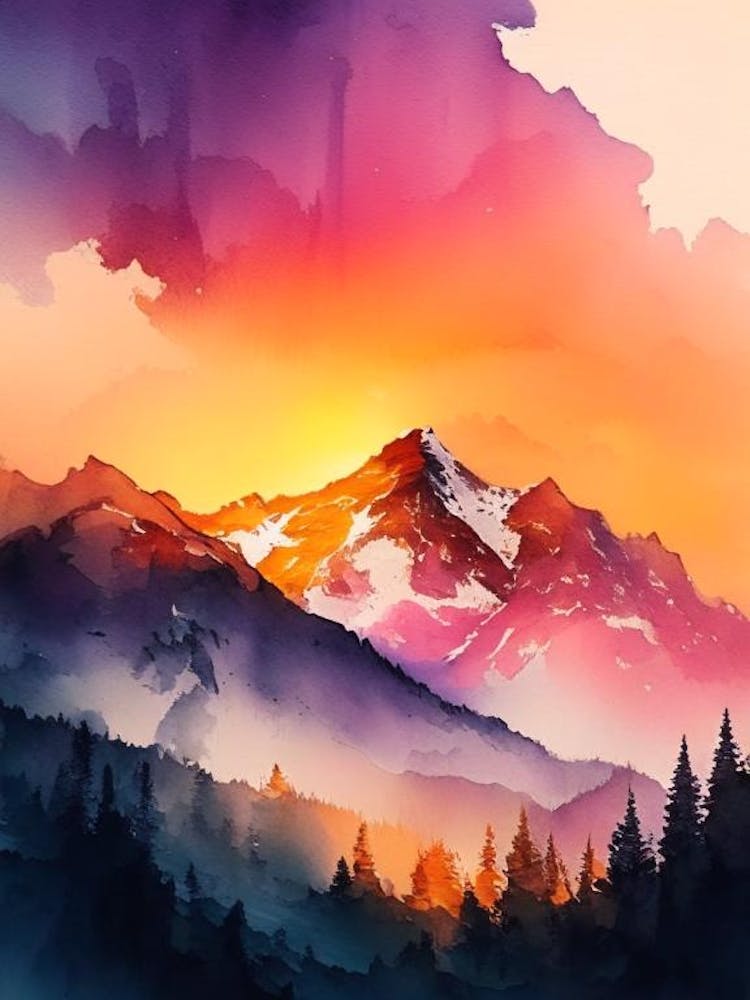 The Rocky Mountains Watercolour