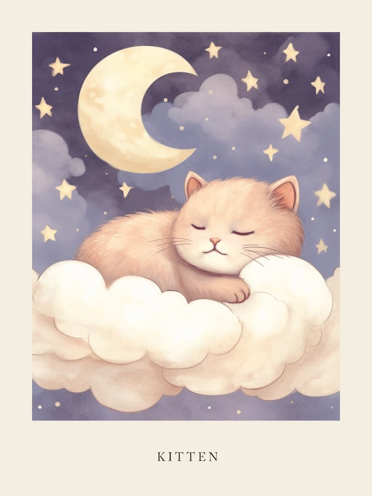 Sleeping Baby Kitten 3 Nursery Poster