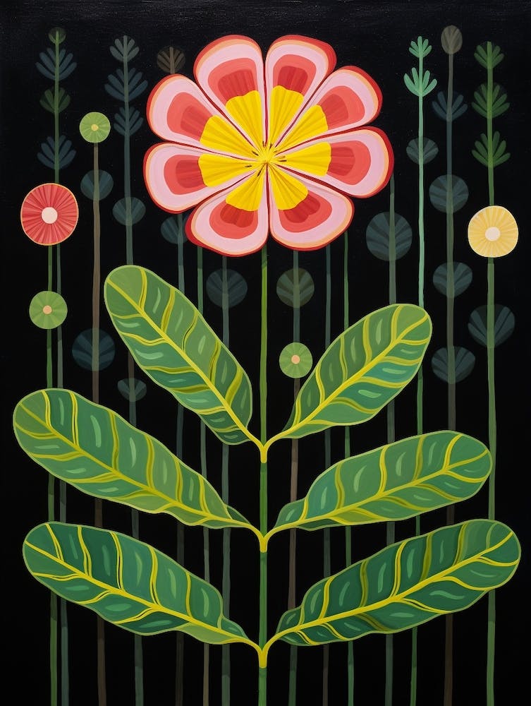 Portulaca 1 Hilma Af Klint Inspired Flower Illustration