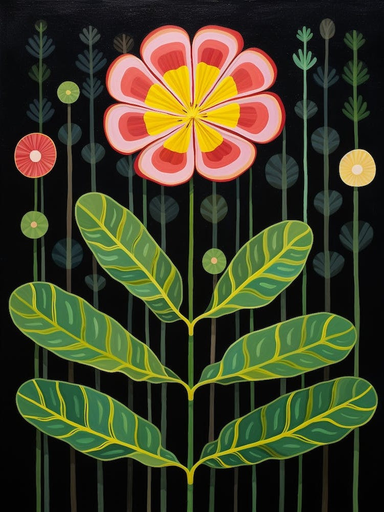 Portulaca 1 Hilma Af Klint Inspired Flower Illustration