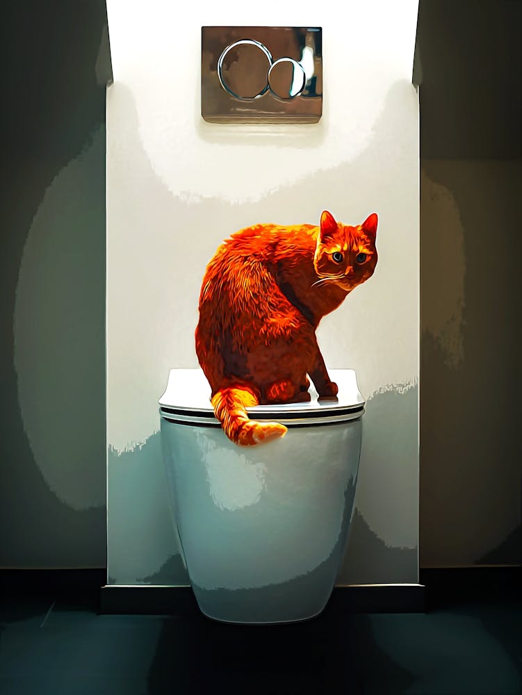 Cat On The Toilet