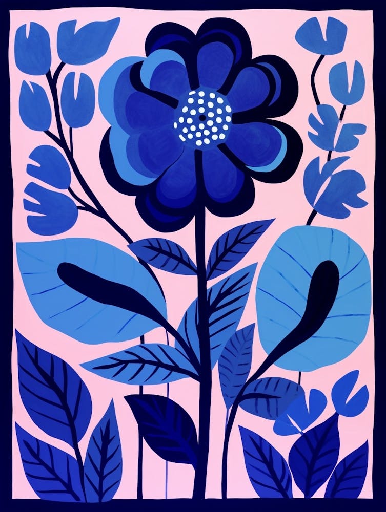 Blaue Blume Illustration Zinnia 2