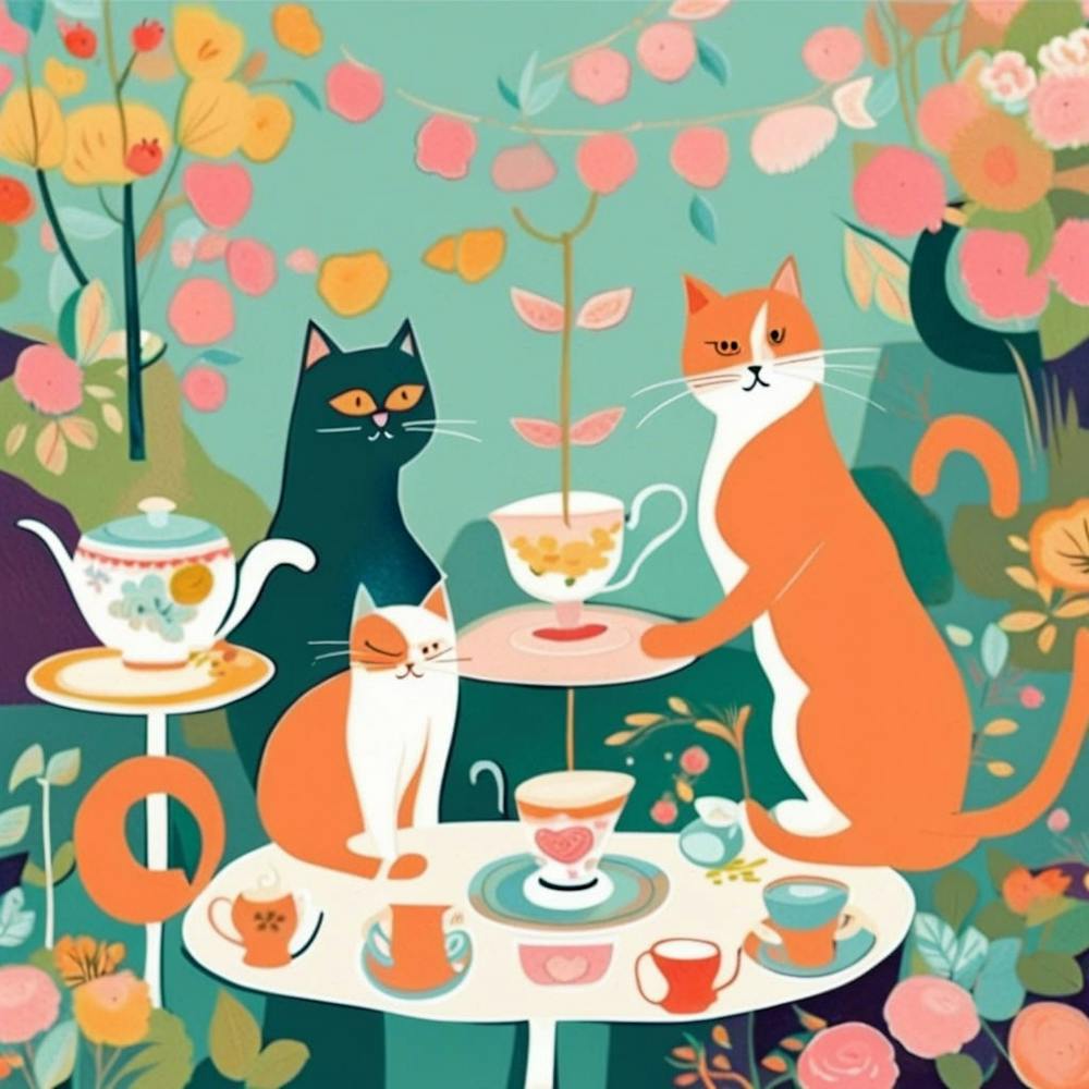 Cute Cat Tea Party