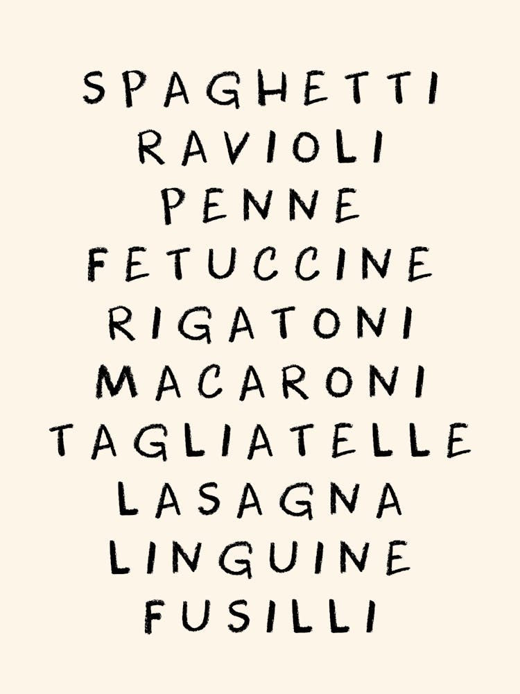 Pasta Names Print