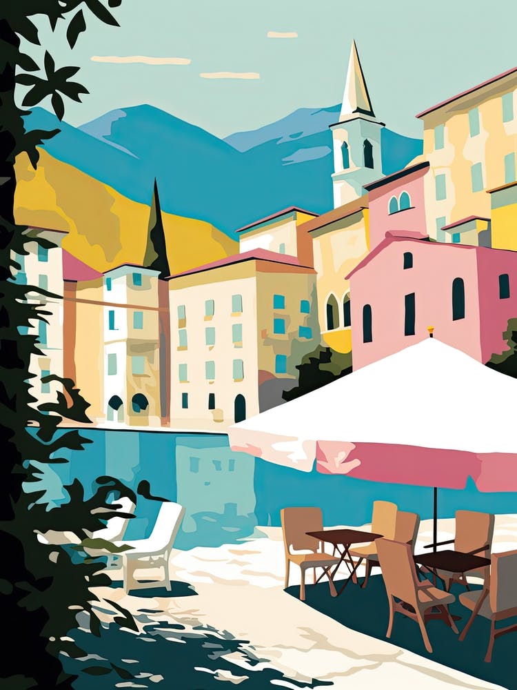 Kotor, Montenegro, Flat Pastels Tones Illustration 4
