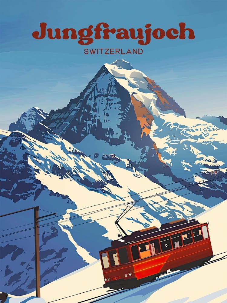 Jungfraujoch Switzerland Jungfrau Travel Art Illustration